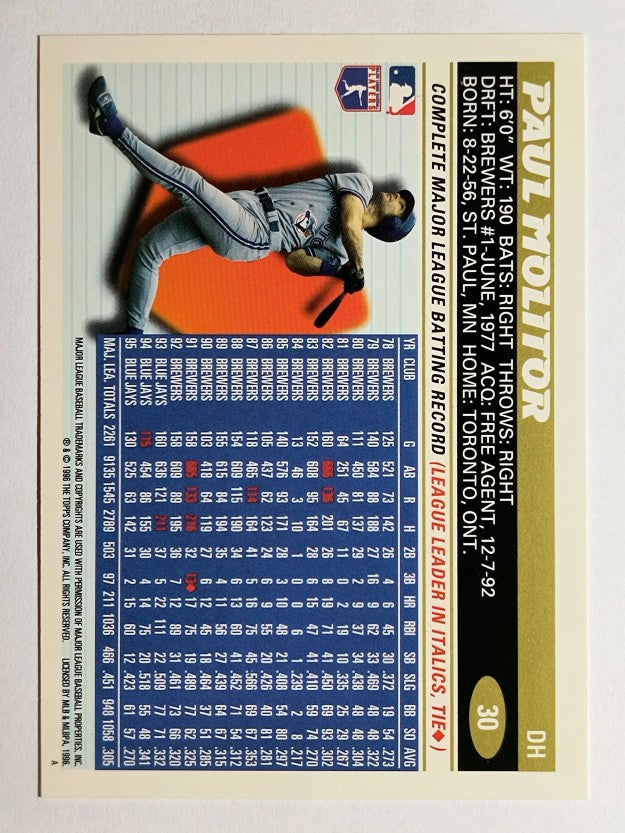 1996 Topps #30 Paul Molitor