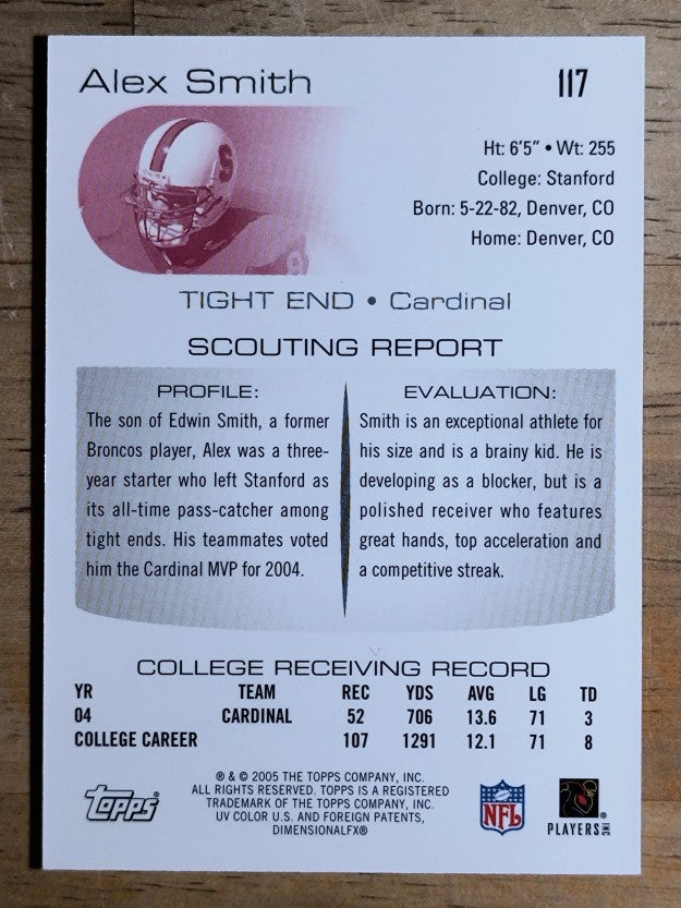 2005 Topps Draft Picks and Prospects Chrome #117 Alex Smith TE