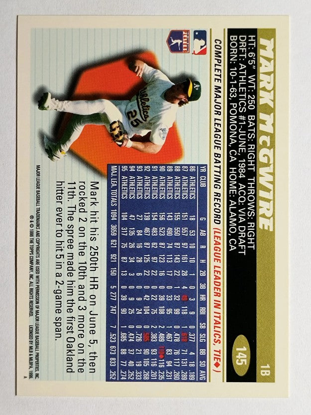 1996 Topps #145 Mark McGwire