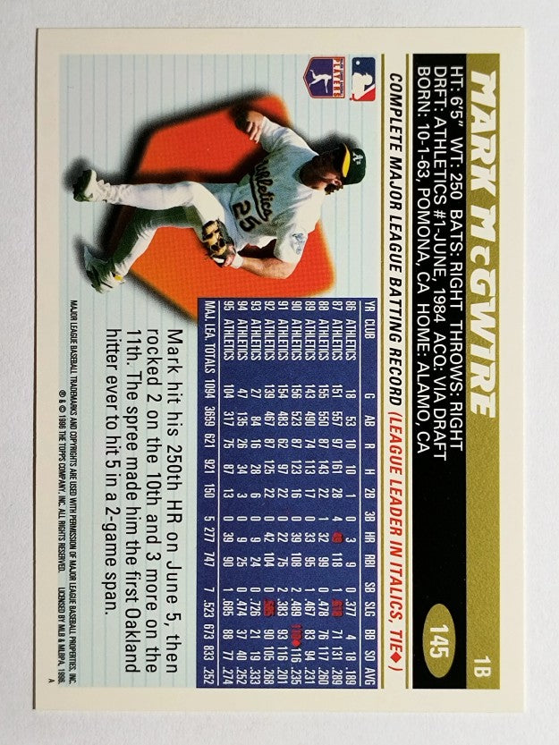 1996 Topps #145 Mark McGwire