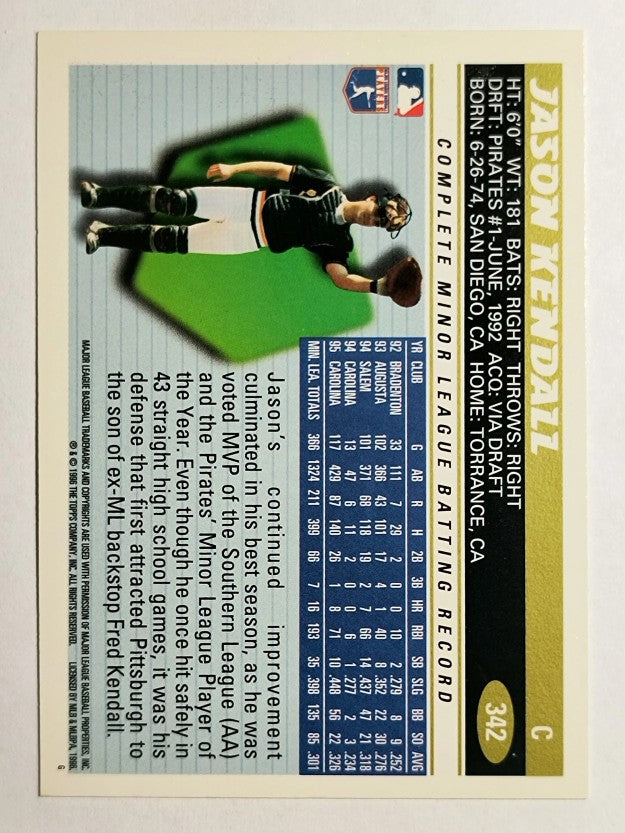 1996 Topps #342 Jason Kendall