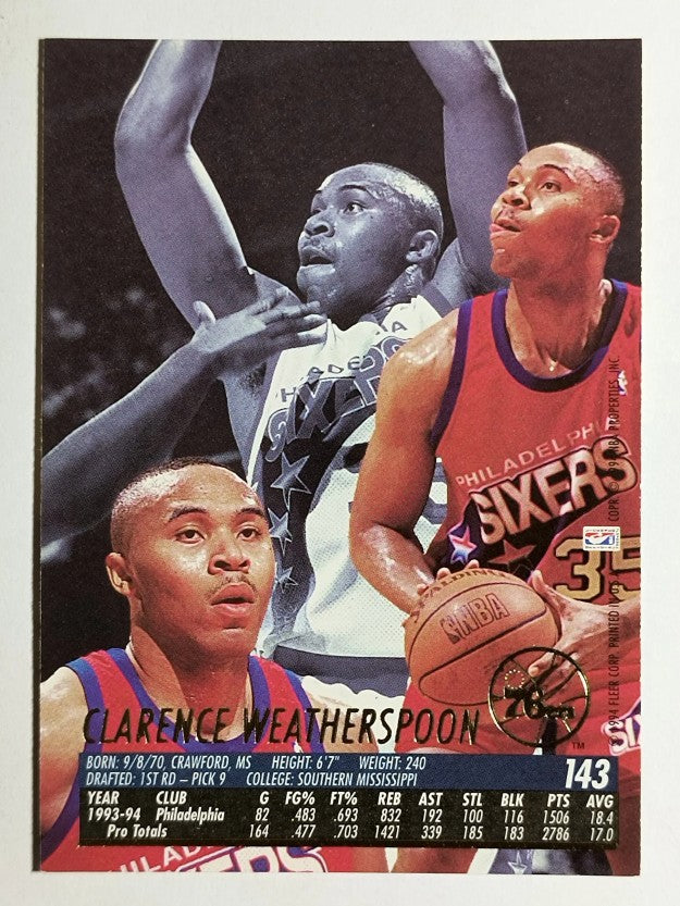 1994-95 Ultra #143 Clarence Weatherspoon