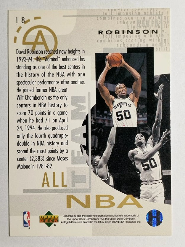 1994-95 Upper Deck #18 David Robinson AN