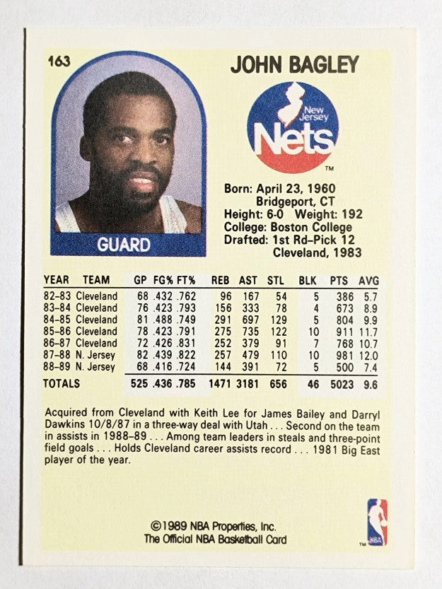 1989-90 Hoops #163 John Bagley SP