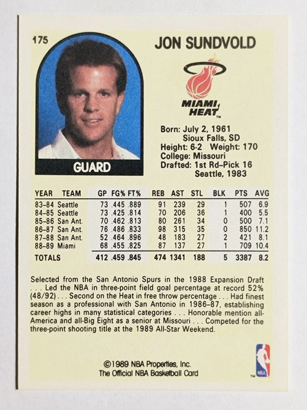 1989-90 Hoops #175 Jon Sundvold