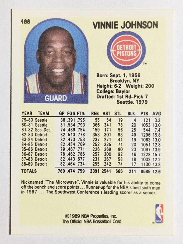 1989-90 Hoops #188 Vinnie Johnson
