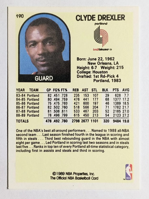 1989-90 Hoops #190 Clyde Drexler