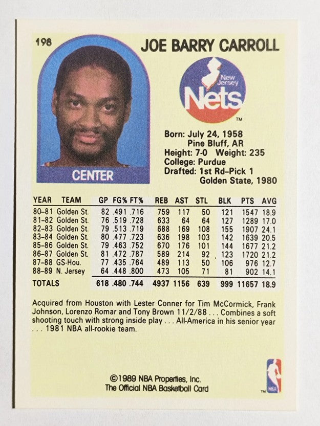 1989-90 Hoops #198 Joe Barry Carroll