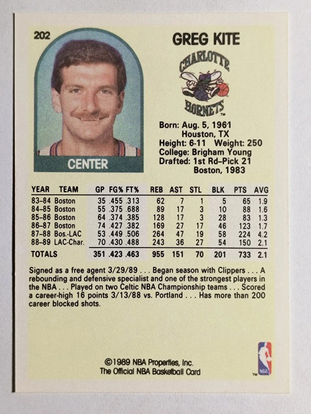 1989-90 Hoops #202 Greg Kite RC