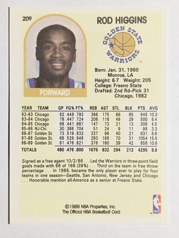 1989-90 Hoops #209 Rod Higgins