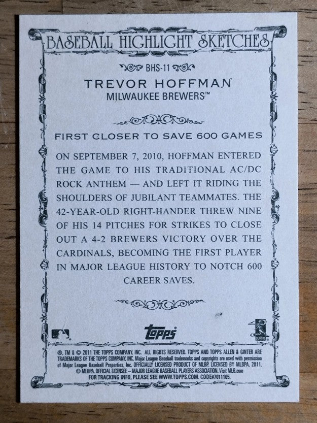 2011 Topps Allen and Ginter Baseball Highlight Sketches #BHS11 Trevor Hoffman
