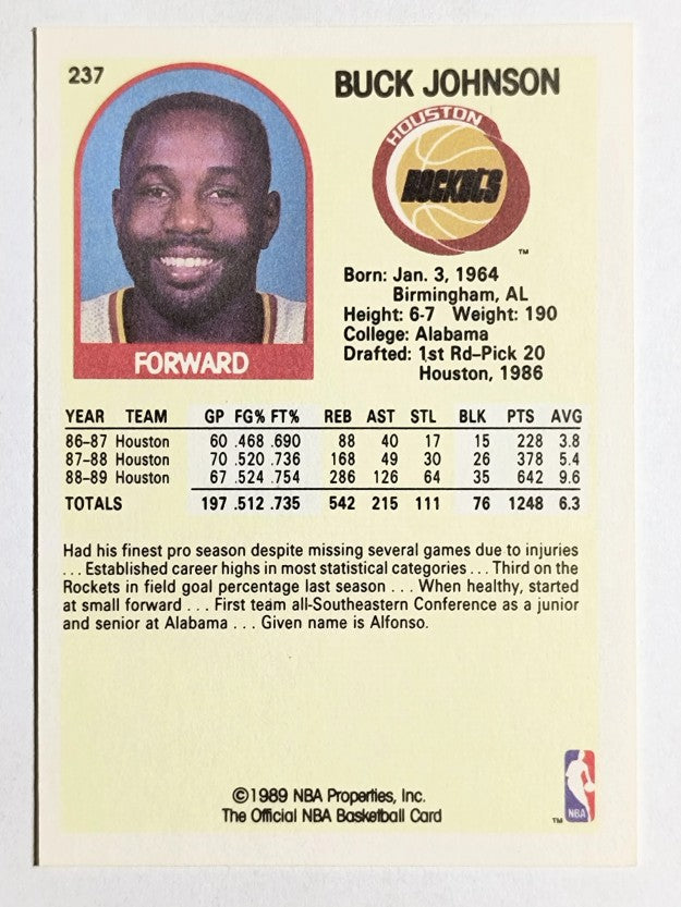 1989-90 Hoops #237 Buck Johnson RC