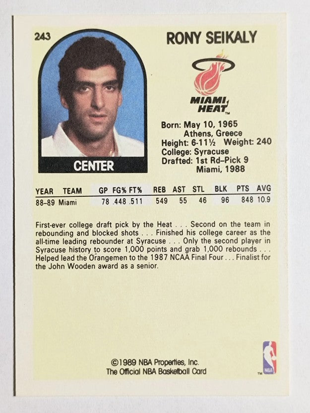 1989-90 Hoops #243 Rony Seikaly RC
