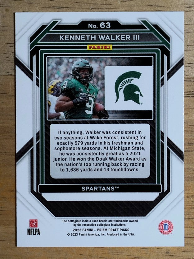 2023 Panini Prizm Draft Picks #63 Kenneth Walker III