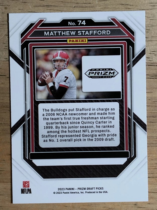 2023 Panini Prizm Draft Picks #74 Matthew Stafford