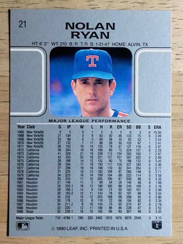 1990 Leaf #21 Nolan Ryan