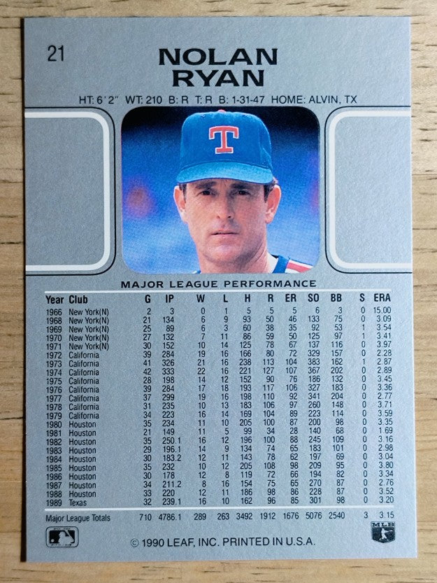 1990 Leaf #21 Nolan Ryan