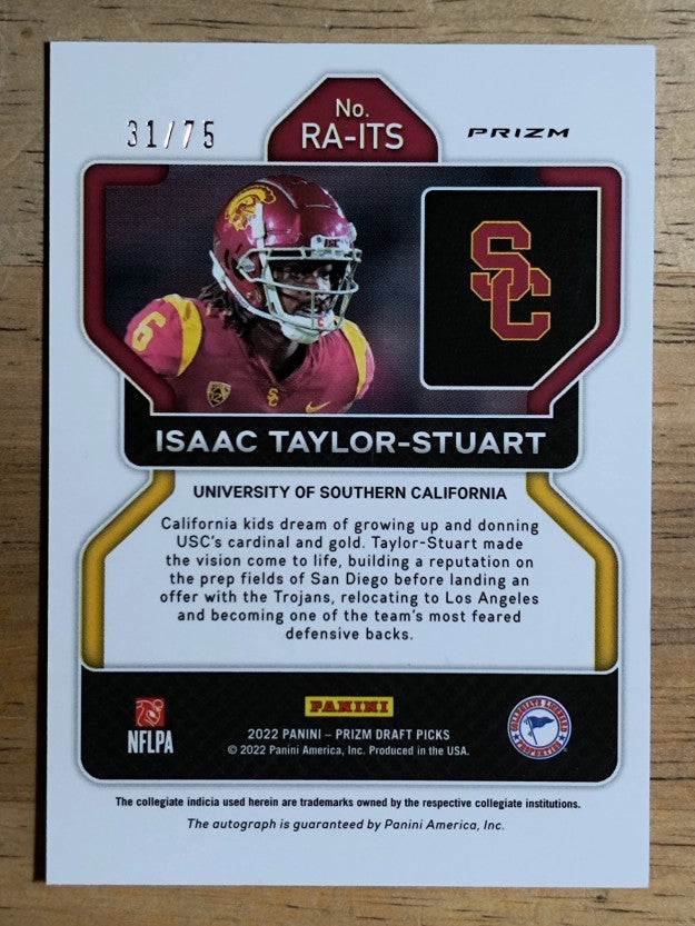 2023 Panini Prizm Draft Picks Autographs Blue Ice #ITS Isaac Taylor-Stuart /75