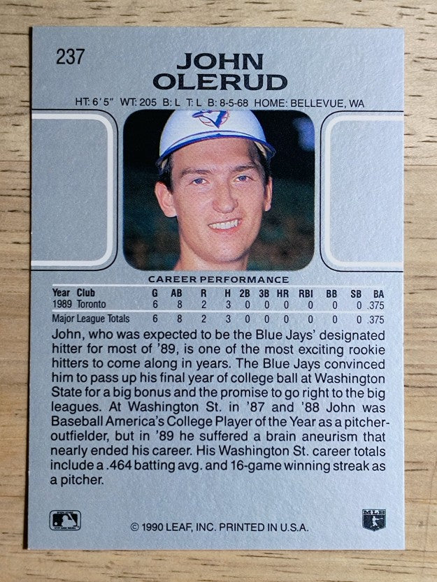 1990 Leaf #237 John Olerud RC