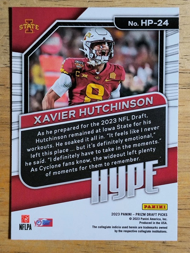 2023 Panini Prizm Draft Picks Hype #24 Xavier Hutchinson