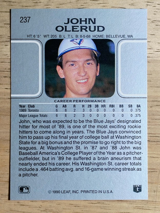 1990 Leaf #237 John Olerud RC