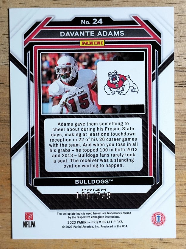 2023 Panini Prizm Draft Picks Prizms Blue Wave #24 Davante Adams/249