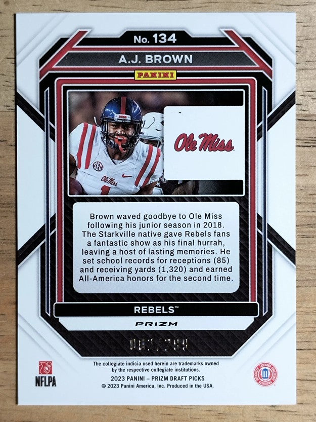 2023 Panini Prizm Draft Picks Prizms Red #134 A.J. Brown/299