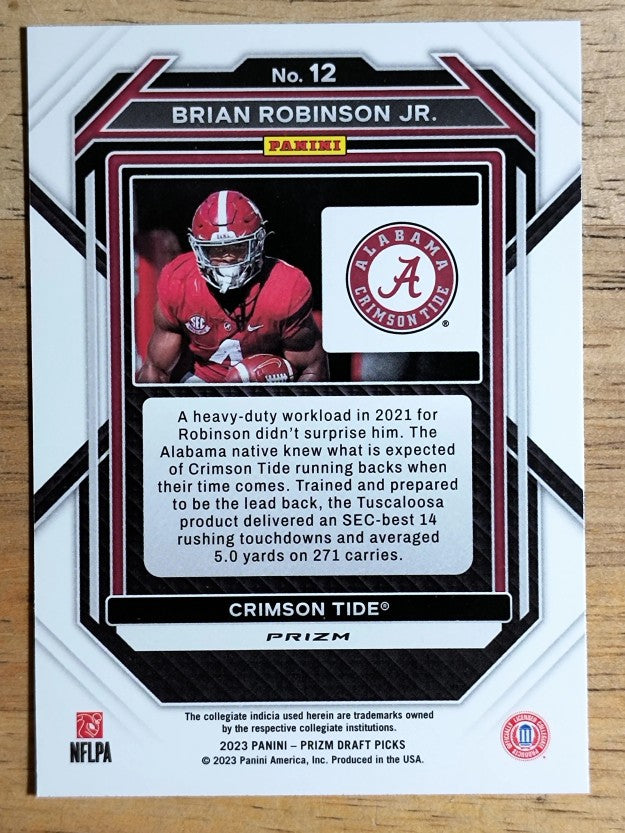 2023 Panini Prizm Draft Picks Prizms Ruby Wave #12 Brian Robinson Jr.