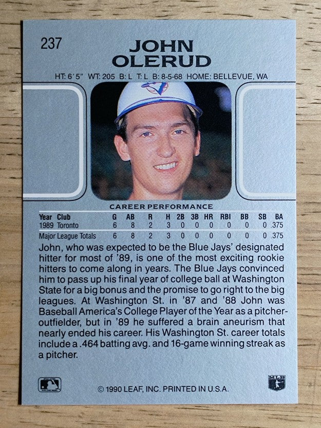 1990 Leaf #237 John Olerud RC