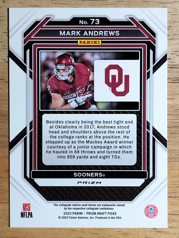 2023 Panini Prizm Draft Picks Prizms Ruby Wave #73 Mark Andrews