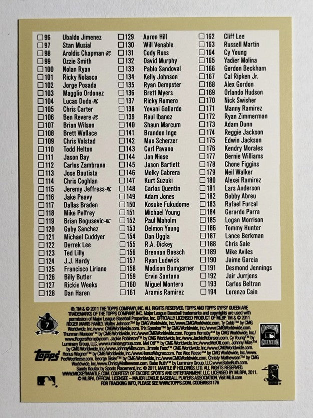 2011 Topps Gypsy Queen Checklists #1 1-194
