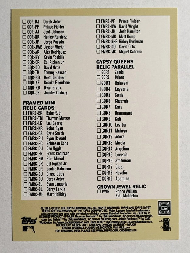 2011 Topps Gypsy Queen Checklists #4 Inserts