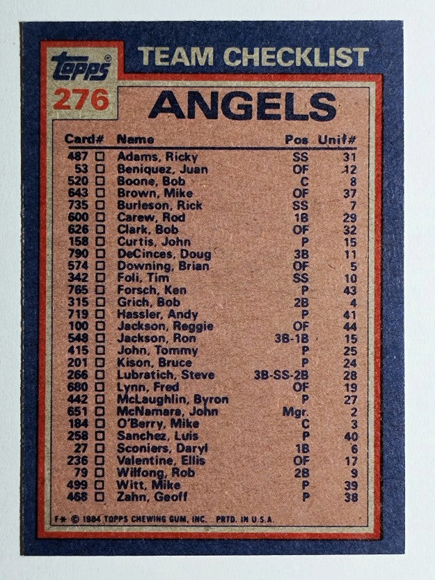 1984 Topps #276 Angels TL/Rod Carew