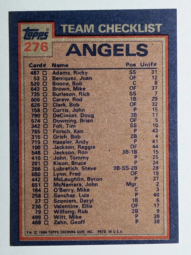 1984 Topps #276 Angels TL/Rod Carew