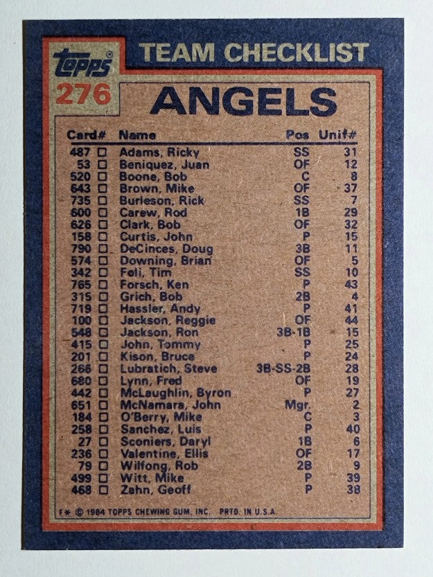 1984 Topps #276 Angels TL/Rod Carew