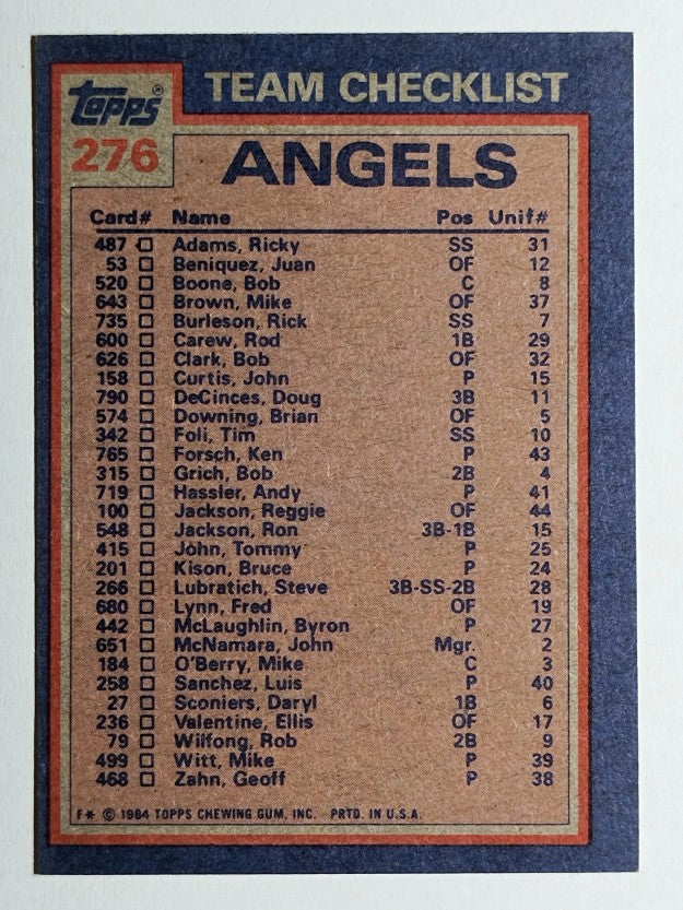 1984 Topps #276 Angels TL/Rod Carew