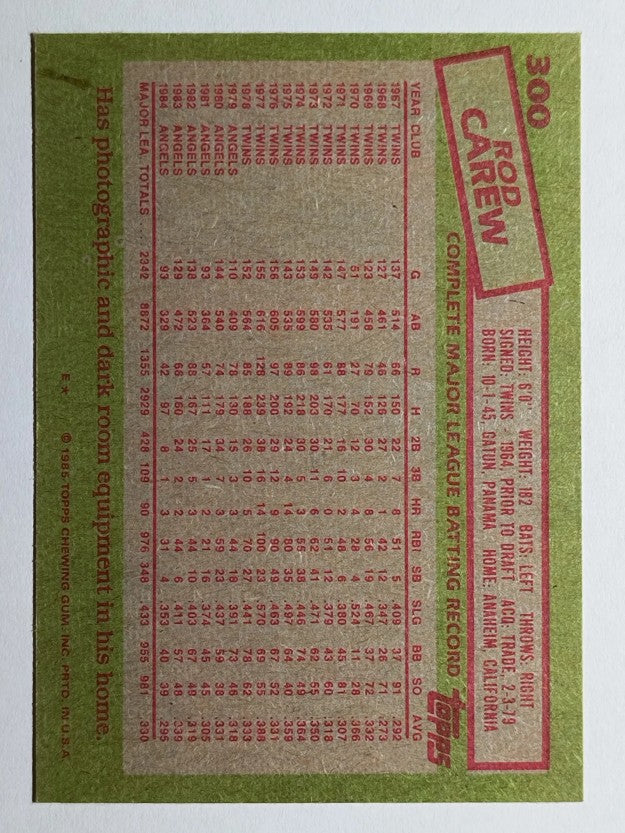 1985 Topps #300 Rod Carew