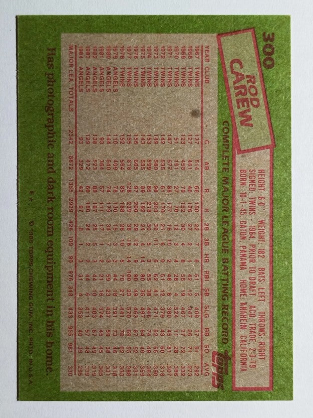 1985 Topps #300 Rod Carew