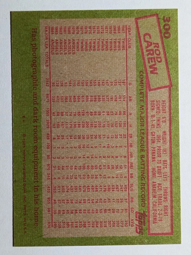 1985 Topps #300 Rod Carew