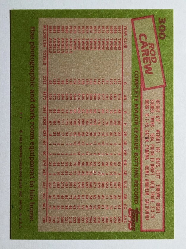 1985 Topps #300 Rod Carew