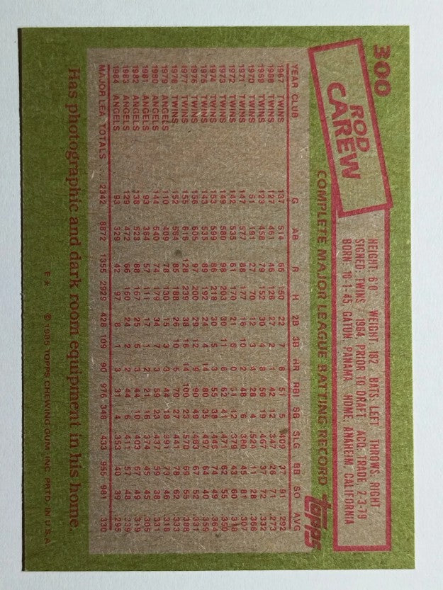 1985 Topps #300 Rod Carew