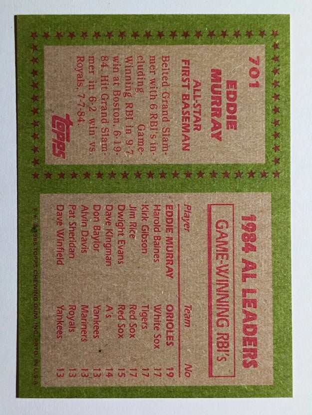 1985 Topps #701 Eddie Murray AS