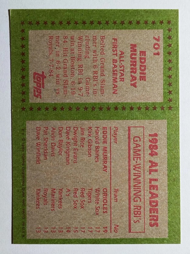 1985 Topps #701 Eddie Murray AS