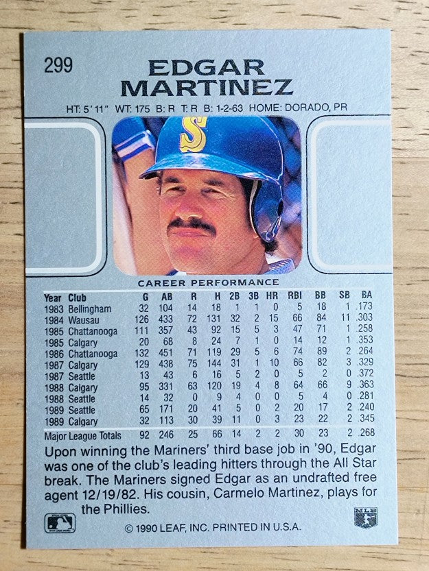 1990 Leaf #299 Edgar Martinez