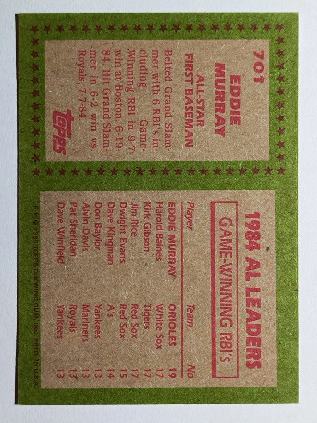 1985 Topps #701 Eddie Murray AS