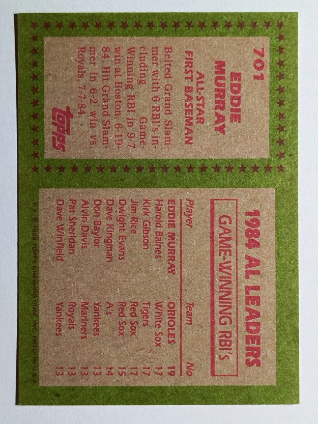 1985 Topps #701 Eddie Murray AS