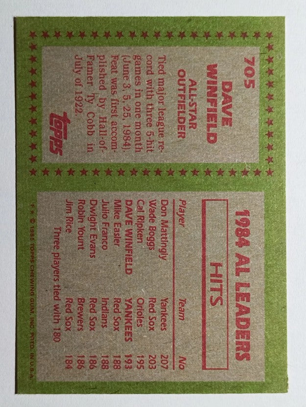 1985 Topps #705 Dave Winfield AS