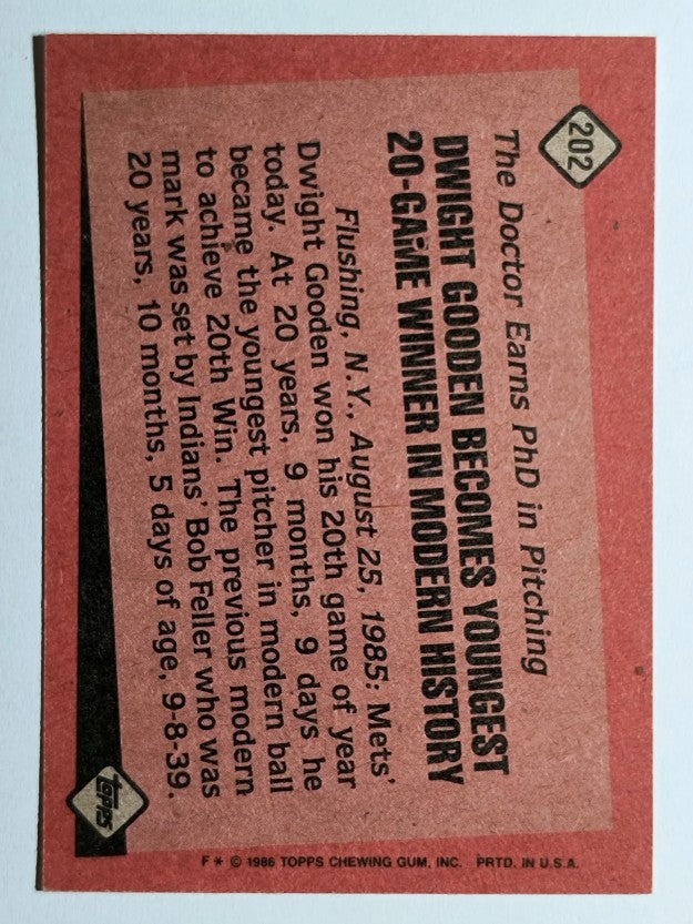 1986 Topps #202 Dwight Gooden RB