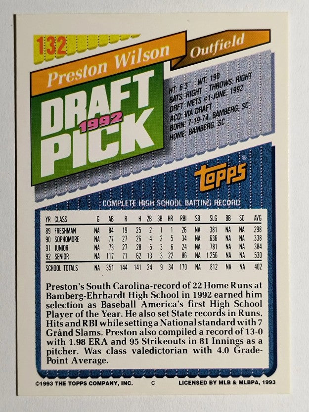1993 Topps Gold #132 Preston Wilson