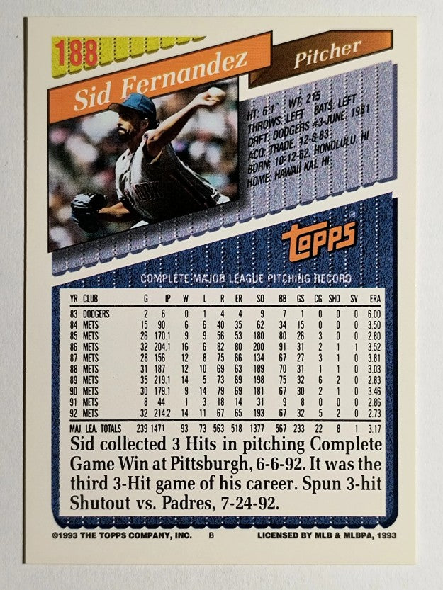 1993 Topps Gold #188 Sid Fernandez
